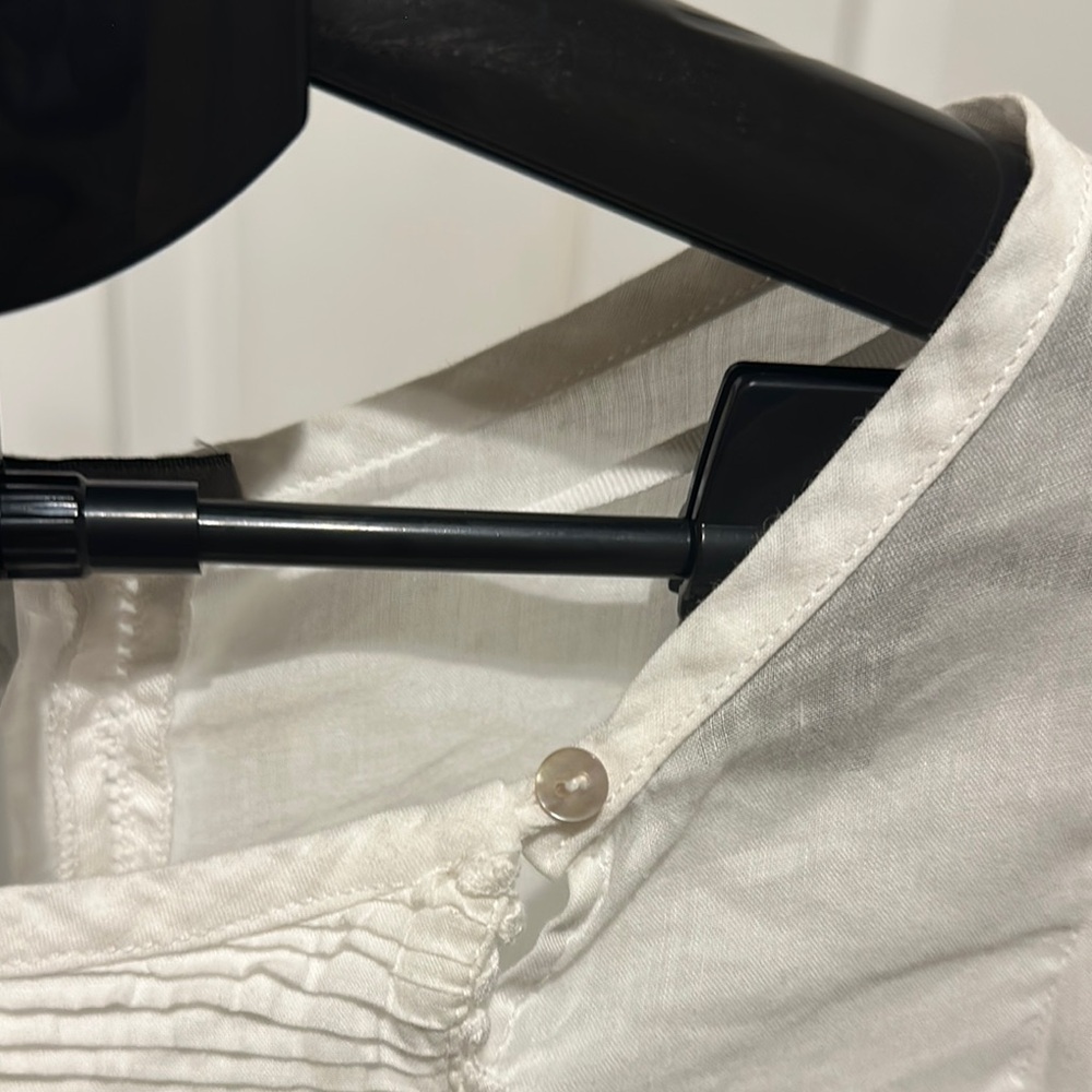 Zara White Pleated Puff Sleeve Dress size Large box 5 - Picture 5 of 11